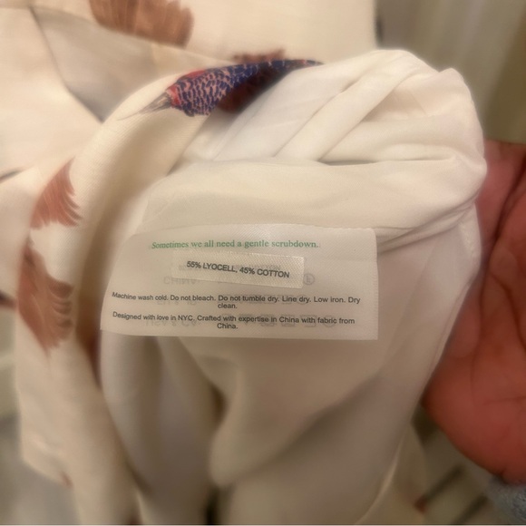 MM LaFleur Cream Midi Dress with Bird Print Resort Coastal Nature Sleeveless - Picture 10 of 11